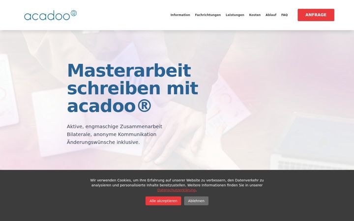 Screenshot of masterarbeitschreiben.com
