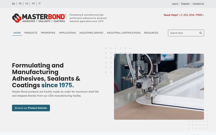 Screenshot of masterbond.com