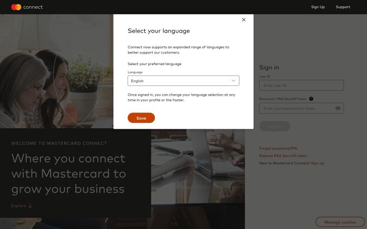 Screenshot of mastercardconnect.com