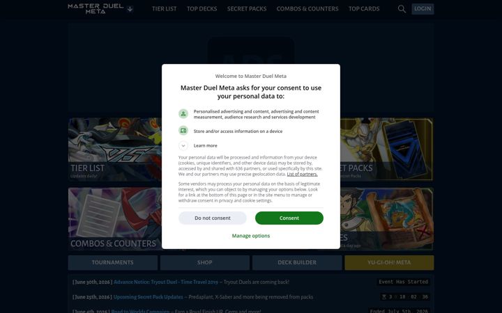 Skärmbild av masterduelmeta.com