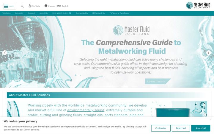Screenshot of masterfluids.com