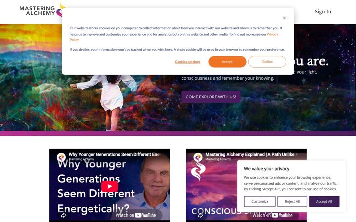 Screenshot of masteringalchemy.com