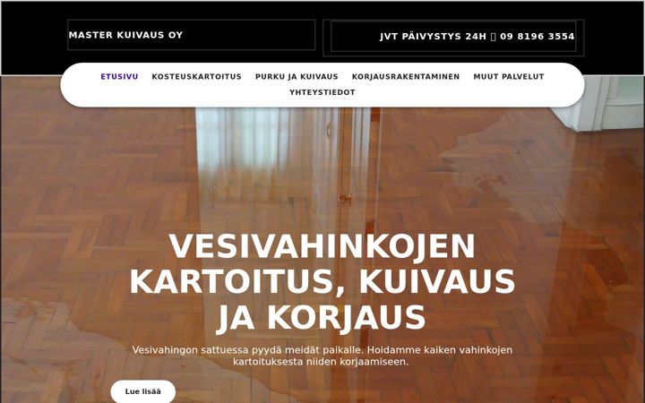 Captură de ecran a masterkuivaus.fi