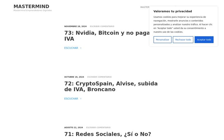 Screenshot of mastermindemprendedoresdigitales.net