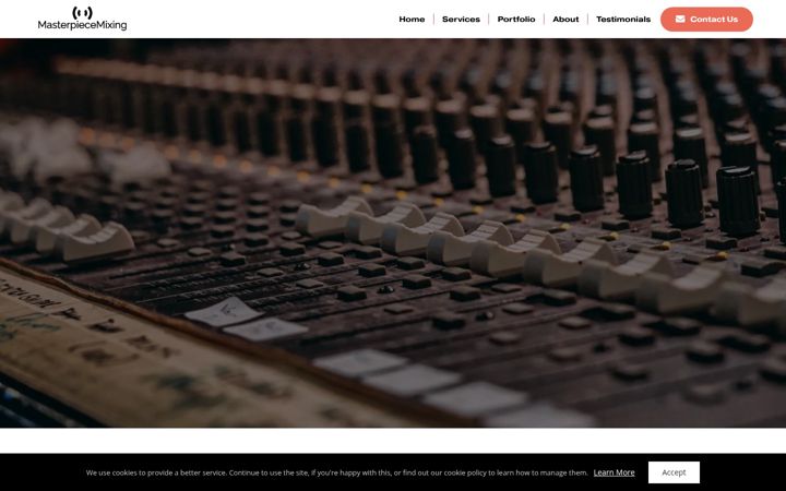 Screenshot of masterpiecemixing.com
