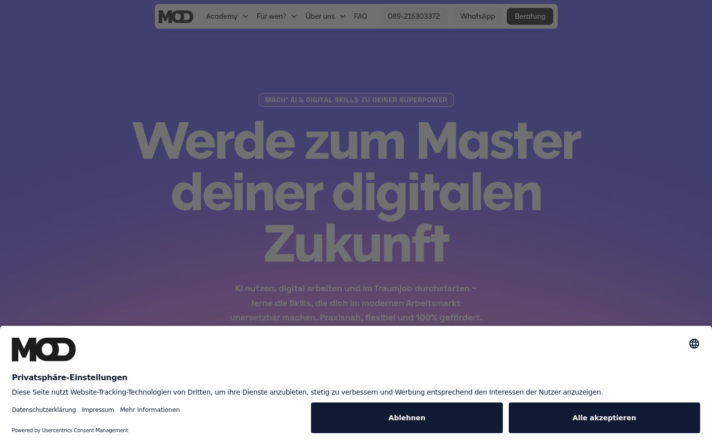 Screenshot del banner di consenso mostrato prima di qualsiasi interazione