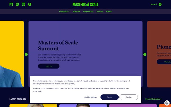 Snímek obrazovky mastersofscale.com