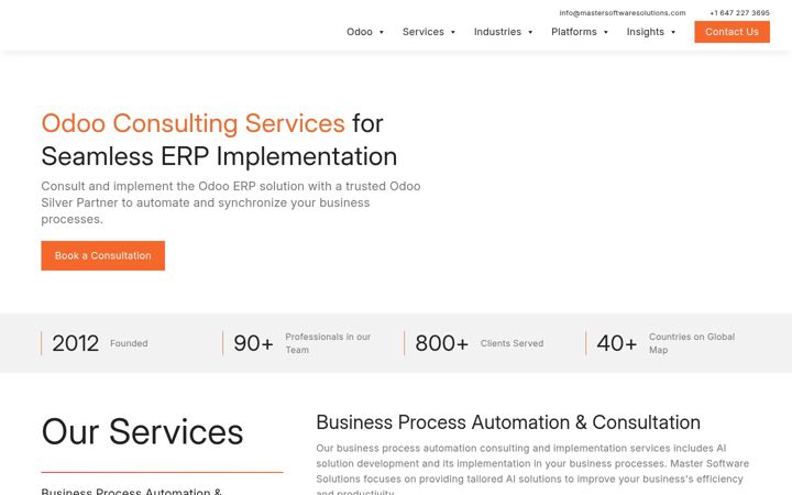 Screenshot of mastersoftwaresolutions.com