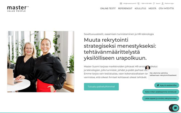 Kuvakaappaus sivustosta mastersuomi.fi