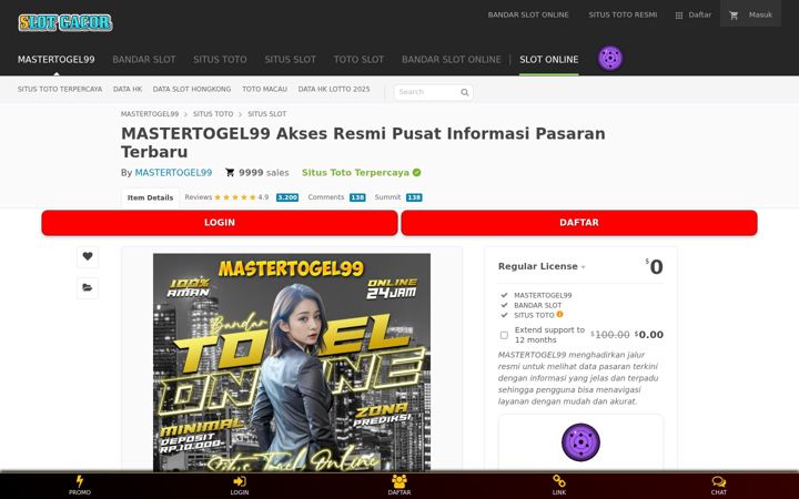 Screenshot of mastertogel99.com