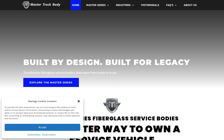 Screenshot of mastertruckbody.com