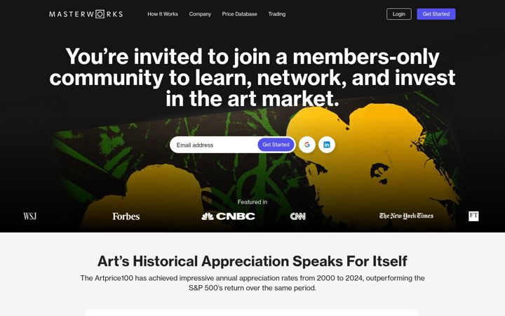 Screenshot of masterworks.com