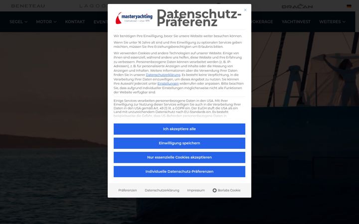 Screenshot of masteryachting.com