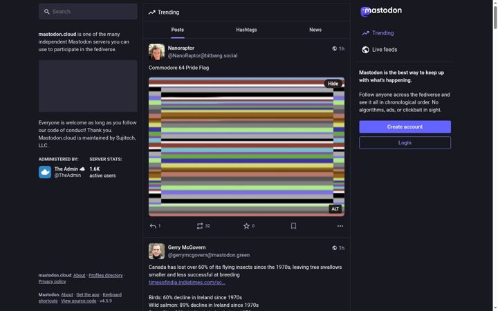 Screenshot von mastodon.cloud