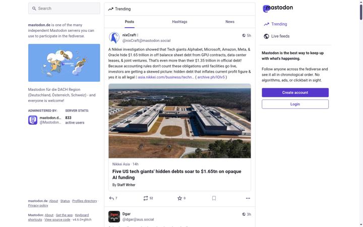 Screenshot stránky mastodon.de