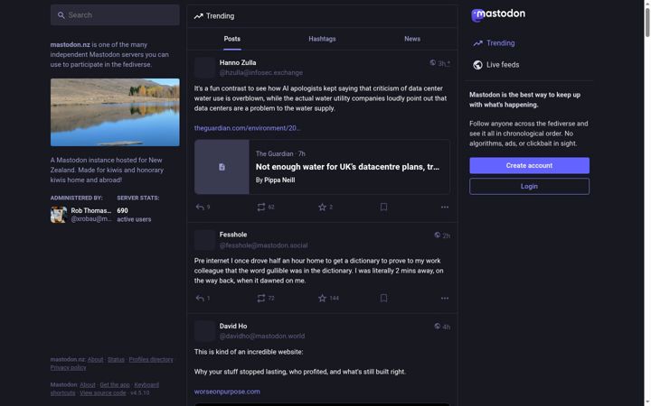 Screenshot του mastodon.nz