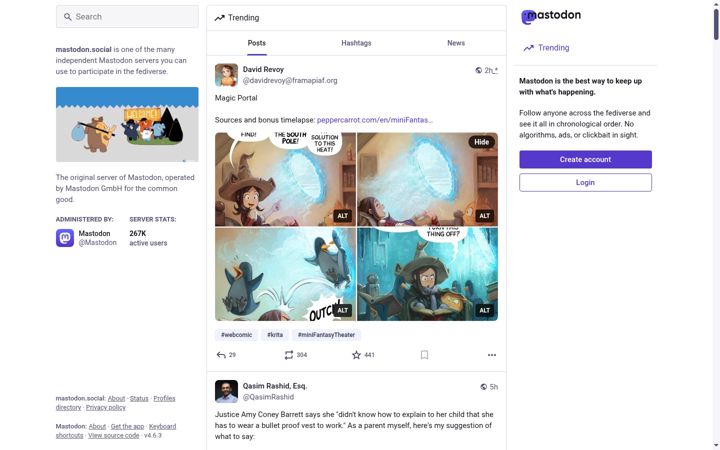 Screenshot ta' mastodon.social