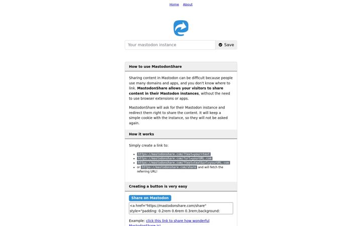 Screenshot of mastodonshare.com