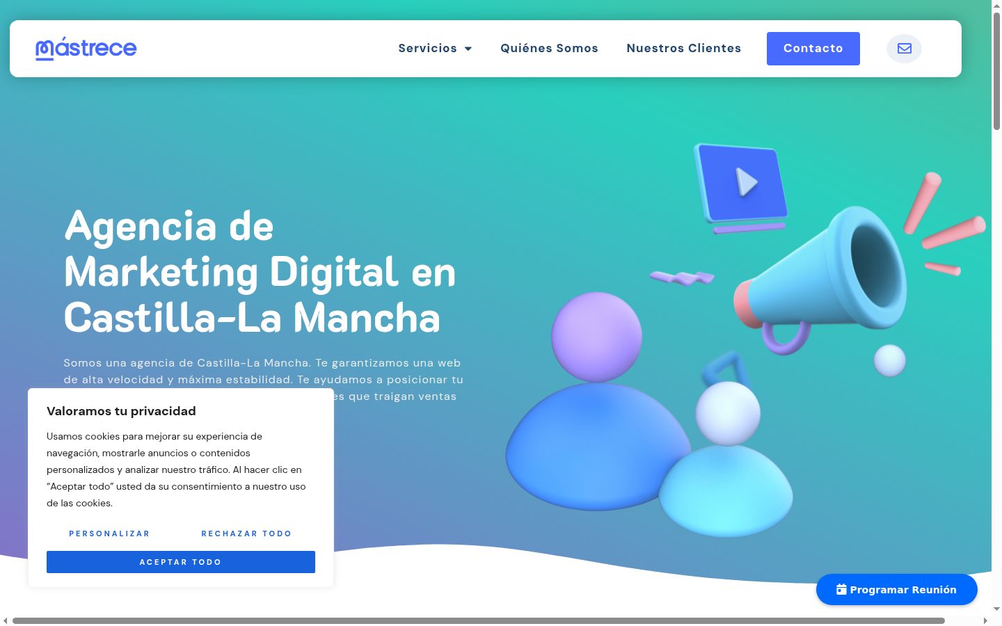 Captura de pantalla del banner de consentimiento mostrado antes de cualquier interacción