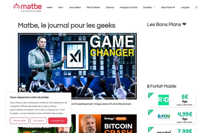 Screenshot of matbe.com