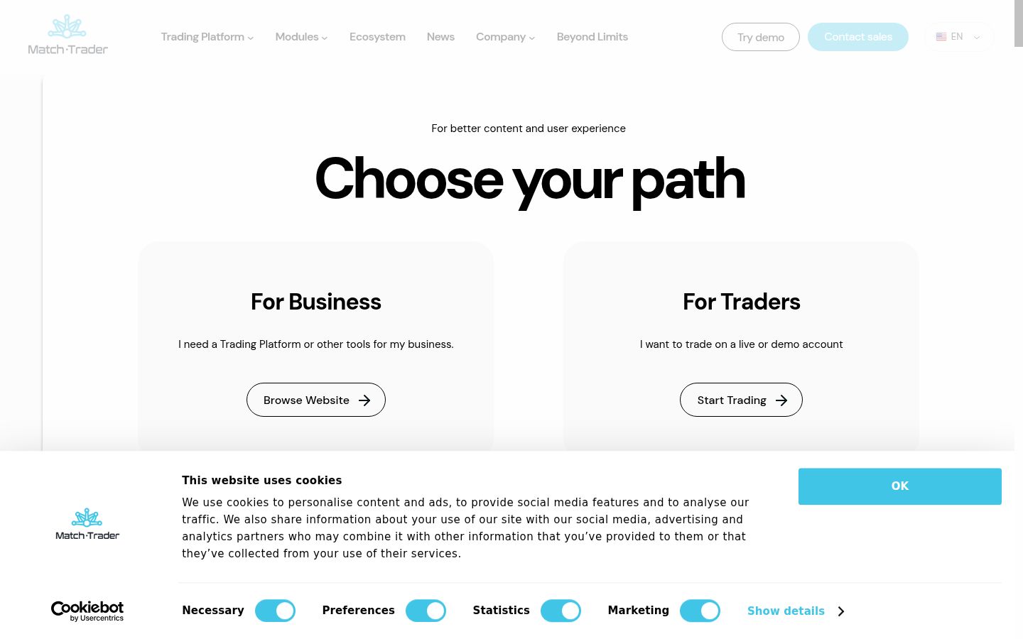 Screenshot of the consent banner shown before any interaction