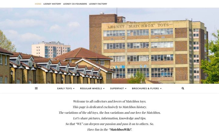 Screenshot of matchboxwiki.com
