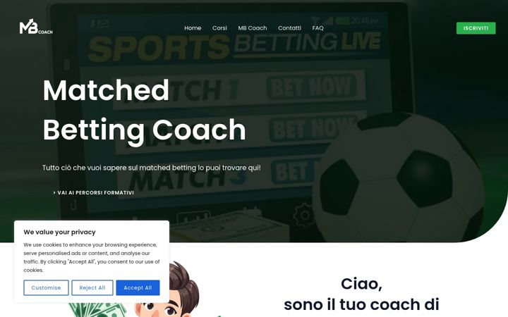 Screenshot of matchedbettingcoach.com