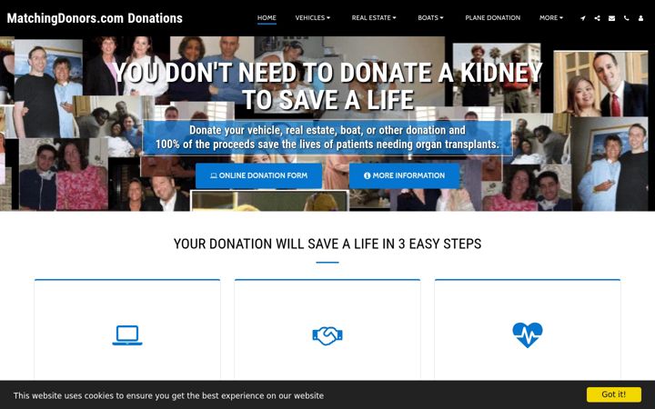 Screenshot of matchingdonorsdonations.com
