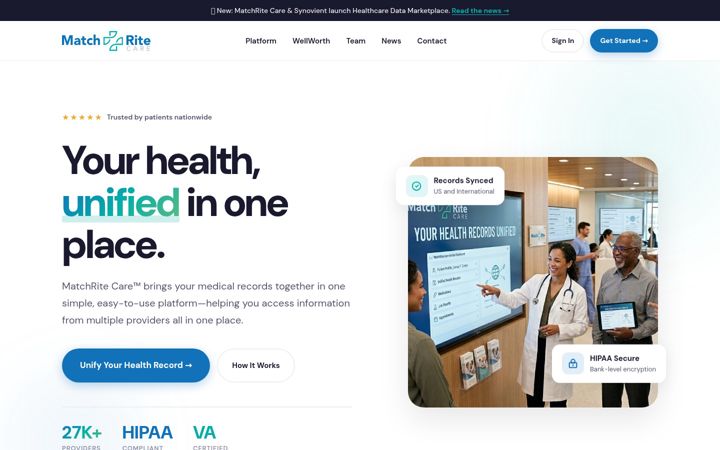 Screenshot of matchritecare.com