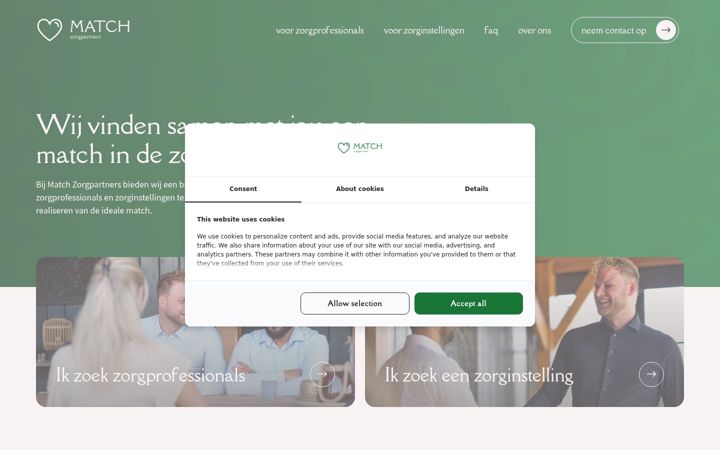 Screenshot of matchzorgpartners.nl