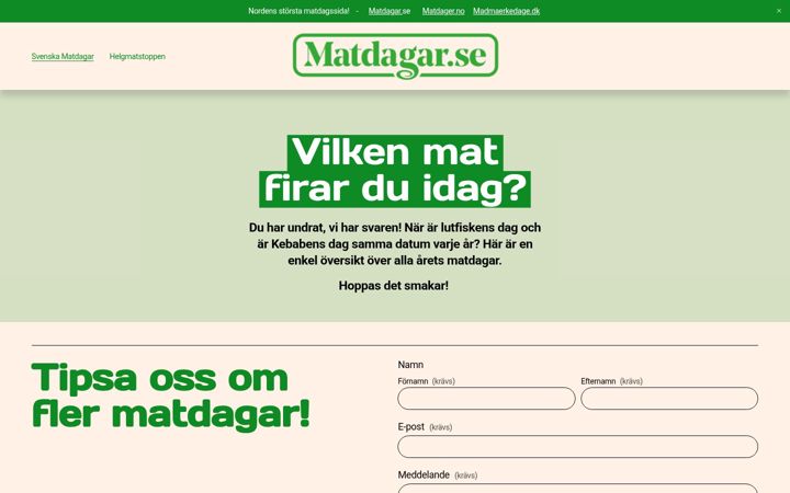 Screenshot of matdagar.se