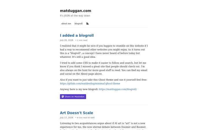 Screenshot of matduggan.com