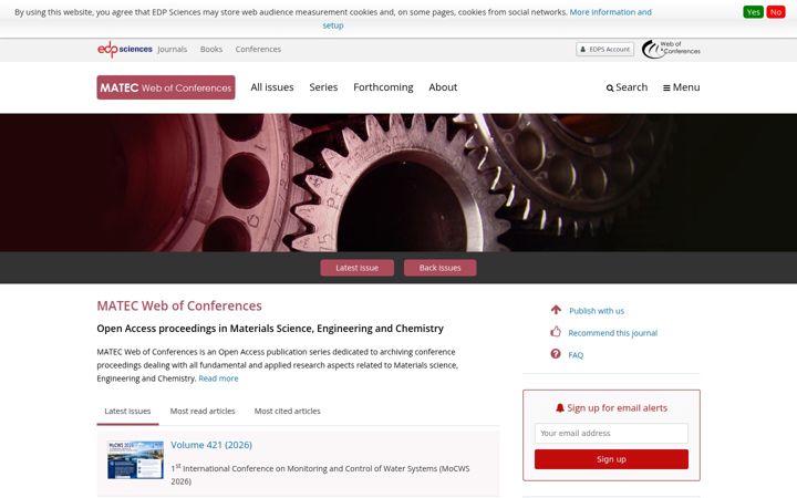 Screenshot von matec-conferences.org