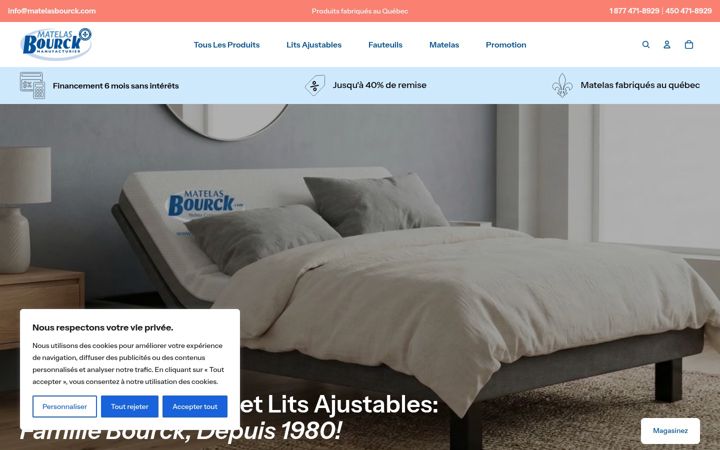 Screenshot of matelasbourck.com