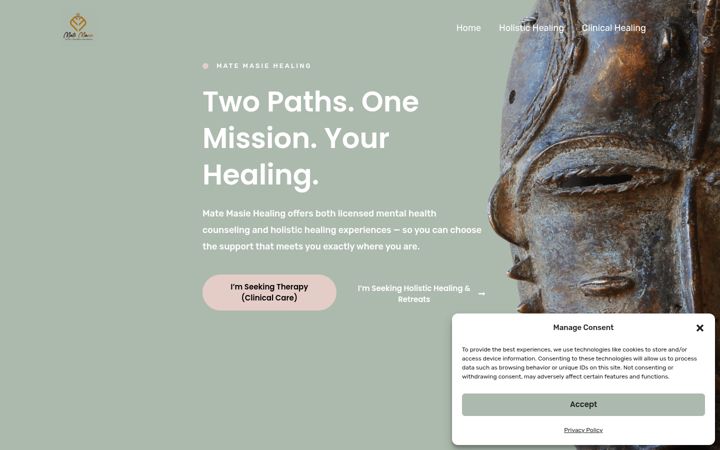 Screenshot of matemasiehealing.com