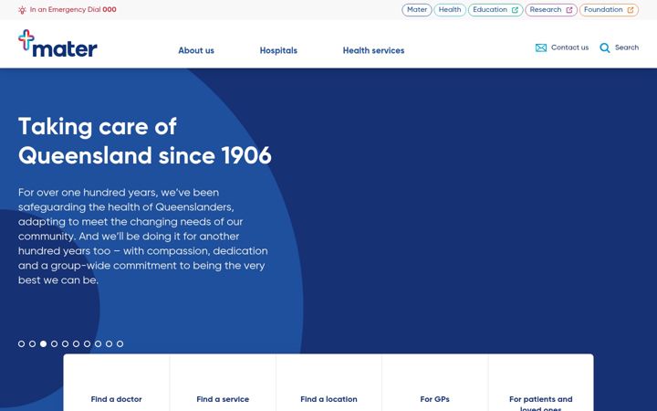 Screenshot of mater.org.au