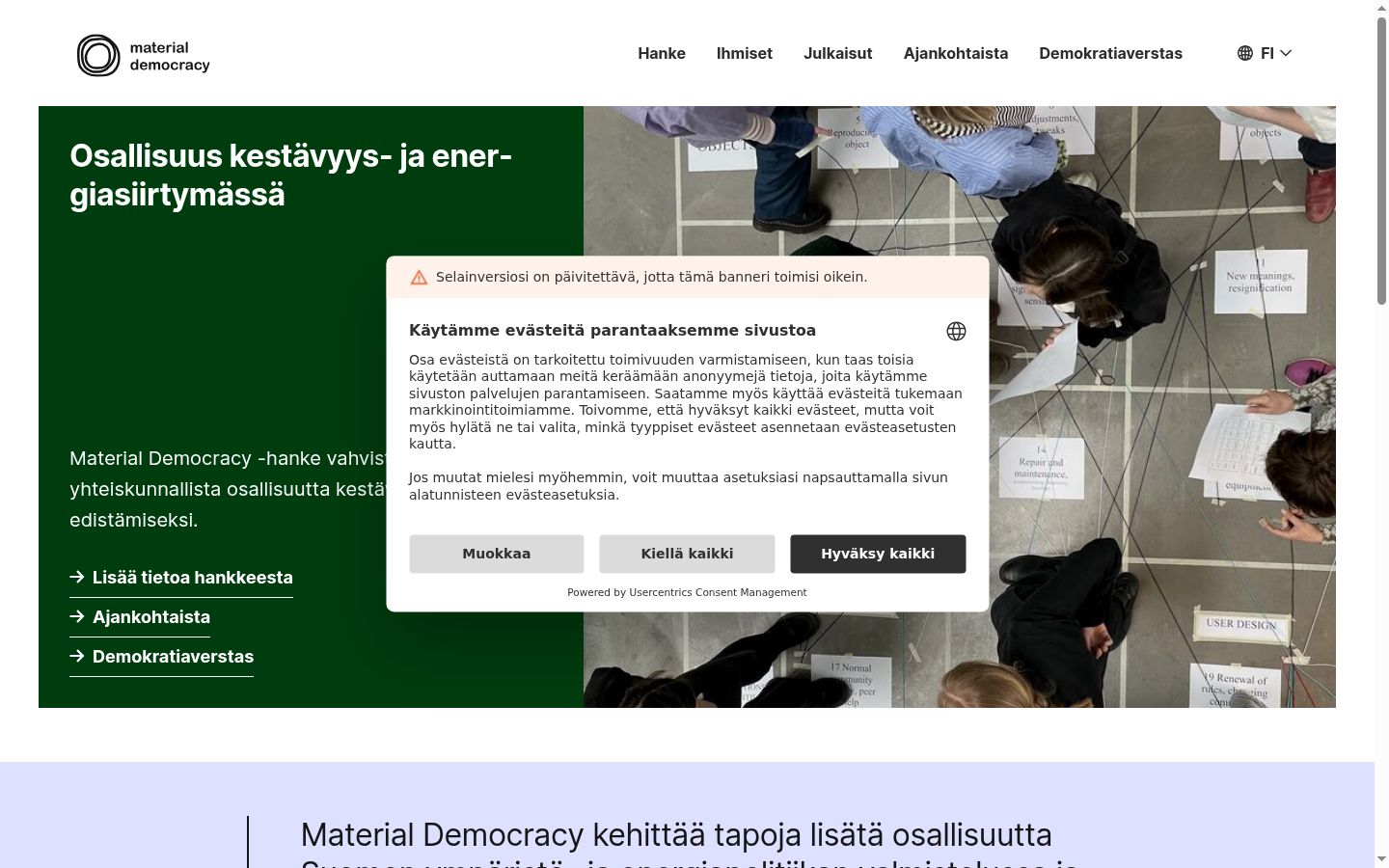 Snímek obrazovky baneru souhlasu zobrazeného před jakoukoli interakcí