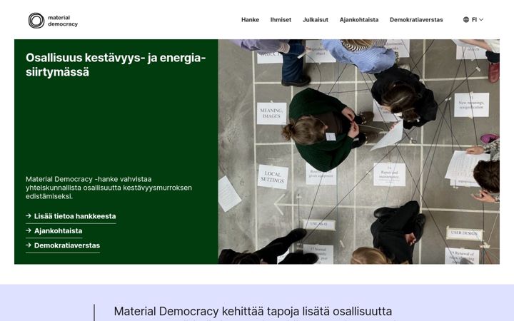 Screenshot of materialdemocracy.fi