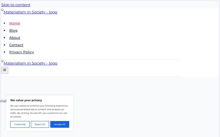 Screenshot of materialisminsociety.com