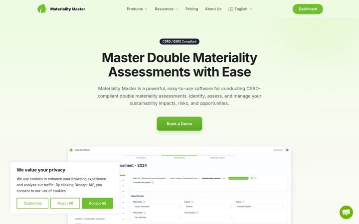 Screenshot of materialitymaster.com