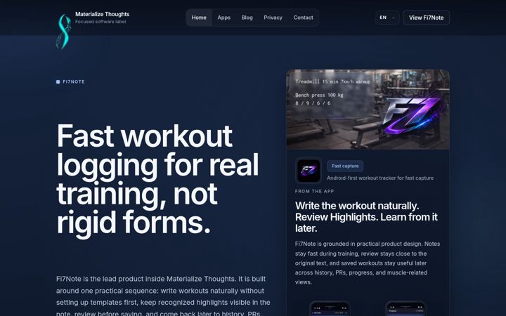 Screenshot of materialize-thoughts.com