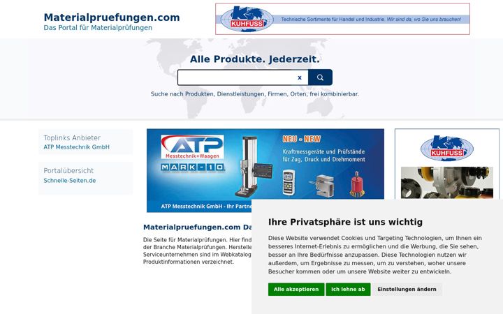 Screenshot of materialpruefungen.com