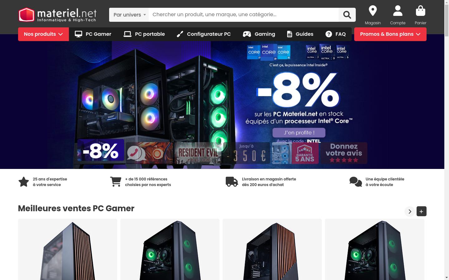 Screenshot of materiel.net