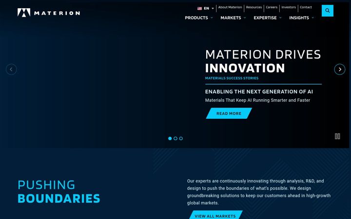 Screenshot of materion.com