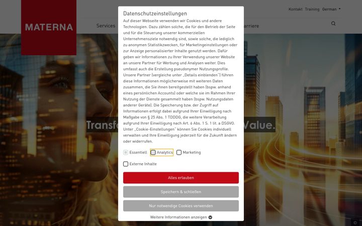 Screenshot of materna.de