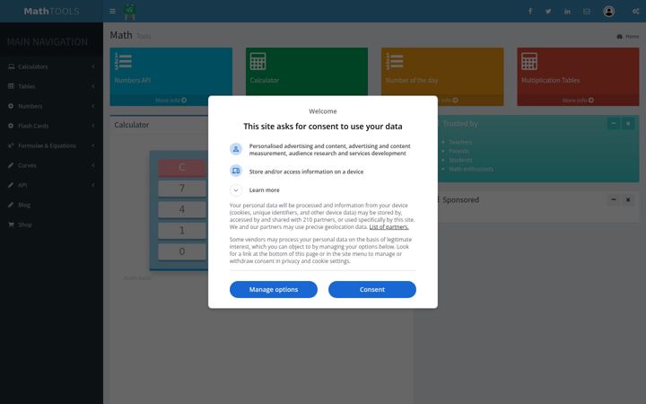 Screenshot von math.tools