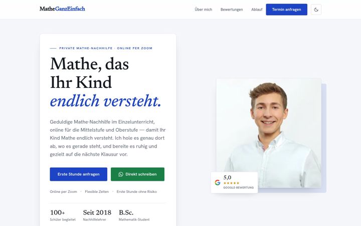 Screenshot of matheganzeinfach.com