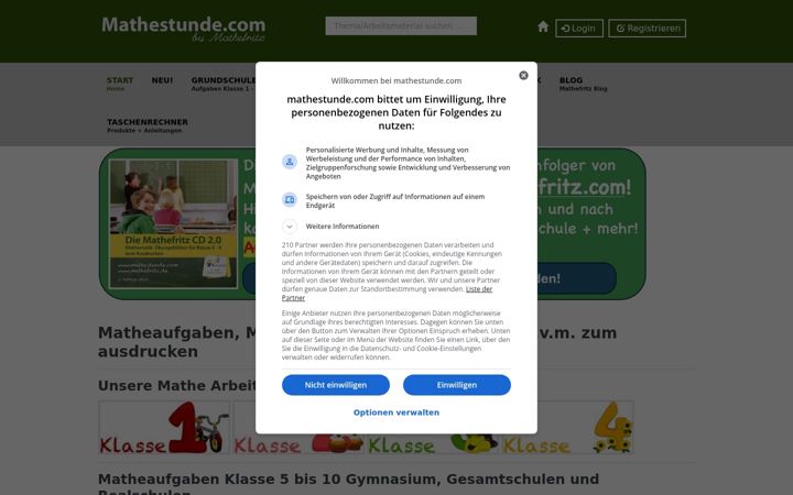 Screenshot of mathestunde.com