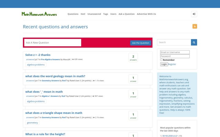 Screenshot of mathhomeworkanswers.org