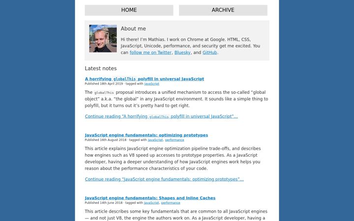 Screenshot of mathiasbynens.be